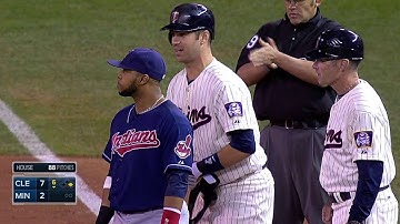 CLE@MIN: Mauer nets a single as his liner gets lost