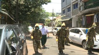 Coronavirus: Myanmar military helps disinfect Yangon’s streets | AFP