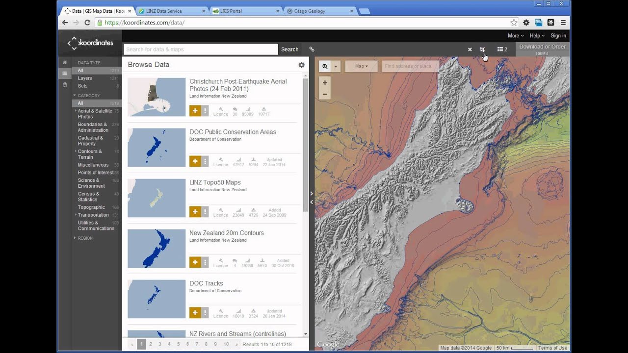 How to use https://koordinates.com/ to download/view spatial data - YouTube