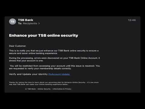 SCAM ALERT: Email claiming to be from TSB - Enhance your TSB online security