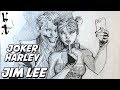 Jim Lee drawing Joker and Harley Quinn