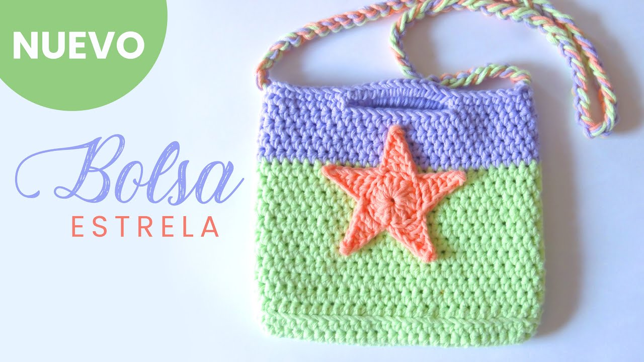 ⭐ COMO TEJER a crochet bolso niña con estrella paso a paso | Lanitas y Colores -