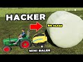 Farming Simulator 19: HACKER FARMER!! MINI BALER, ULTRA BIG SILAGE BALE!! NEW MOWER TEST!