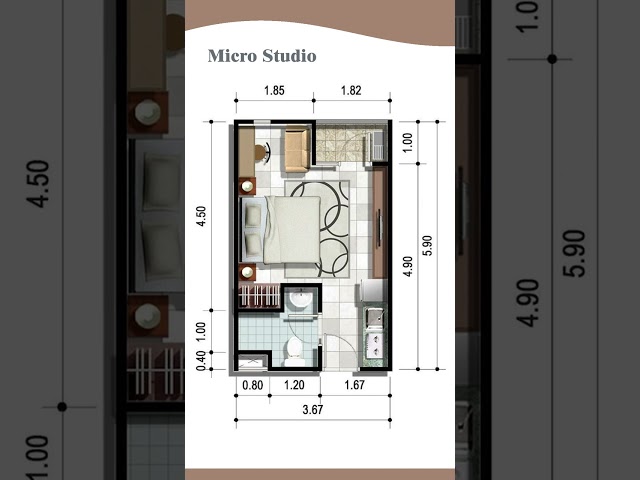 Floor Plan: Micro Studio Apartment, 22 Sqm, Tiny Flat class=