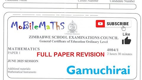 ZIMSEC - MATHS JUNE 2025 : P1