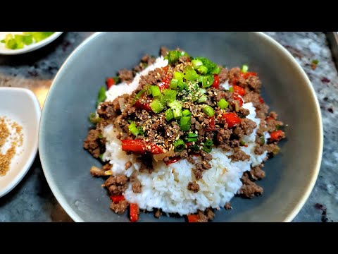 The easiest ground beef and rice dinner! QUICK + EASY #cooking