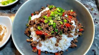 The easiest ground beef and rice dinner! QUICK + EASY | Ground Beef Bulgogi #recipe