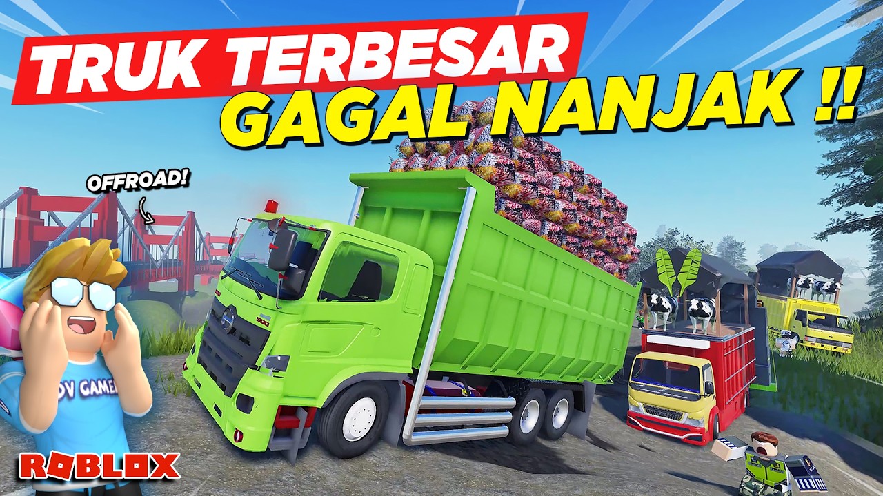 TRUK TERBESAR MUATAN SAWIT OVERLOAD DIPAKSA OFFROAD BERLUMPUR EKSTRIM !! ROLEPLAY TRUK - Roblox