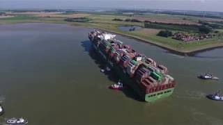 DJI Phantom 4 - CSCL Jupiter stuck at Westerschelde In the Netherlands (4K)