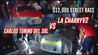 Turbo BSeries Civic vs Turbo HSeries DelSol $12,000 STREET RACE (full video)