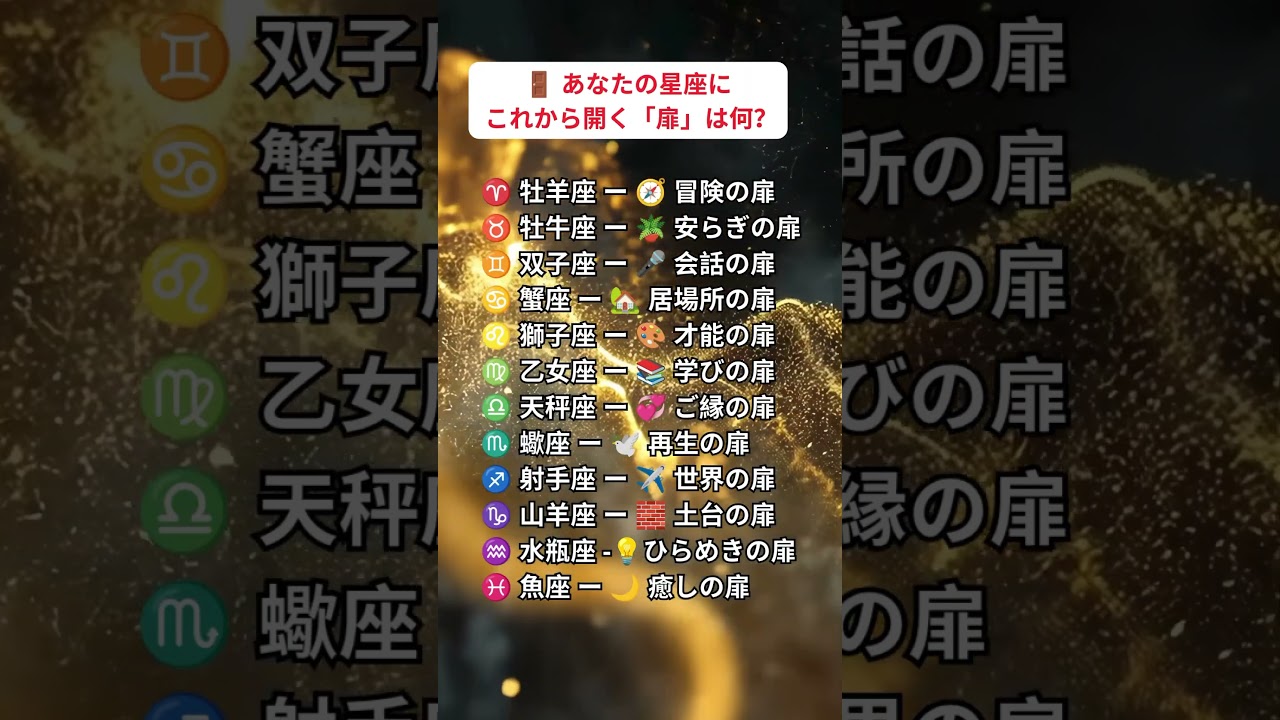 🚪 12星座にこれから開く、新しい扉とは？#12星座 #星座占い #星座別