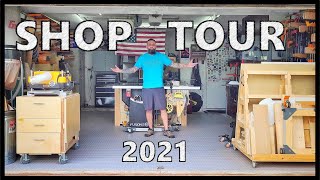 Two Car Garage Woodworking / Woodshop Tour (2021)