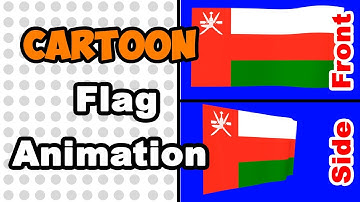 Simple flat looping animation of Oman flag over blue screen.