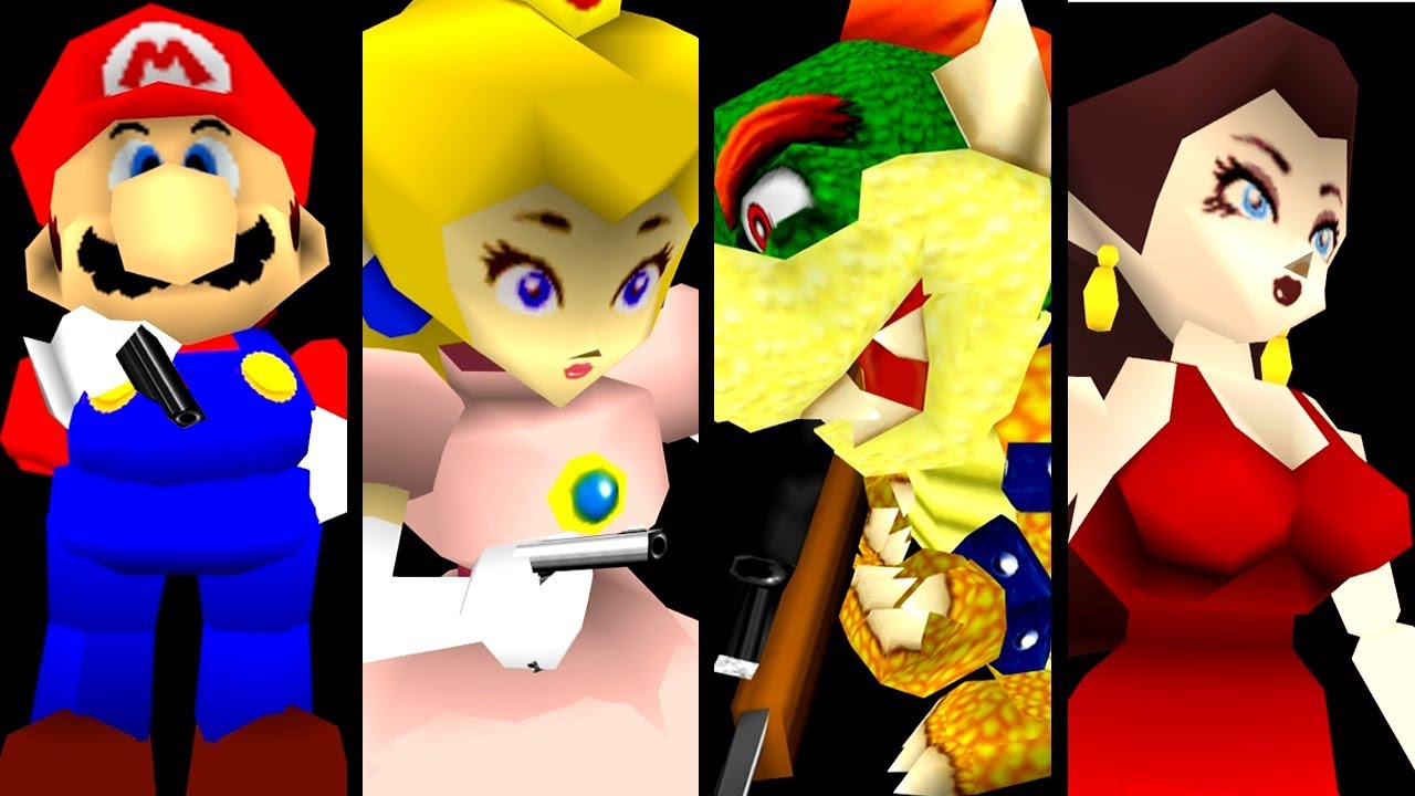 Super Mario ALL BOSSES With Guns Hack (N64)