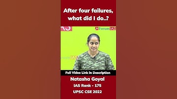 After Four Failures, What Did I Do | Natasha Goyal | IAS Rank-175 | #shorts