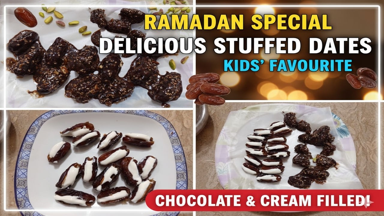 Quick & Easy Ramadan Desserts | Stuffed Dates with Cream and Chocolate | Mom's Comfort Food