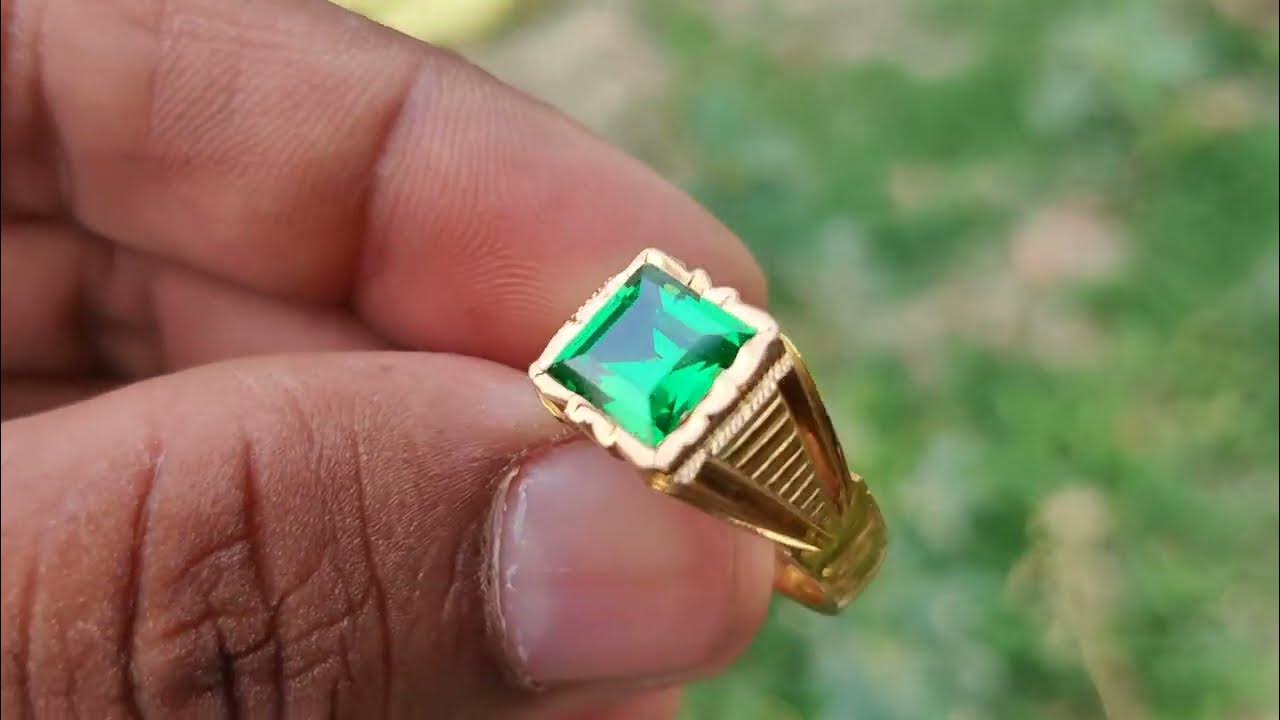 Gold Ring For Men With Green Stone 8 Grams Gold Ring Lalitha