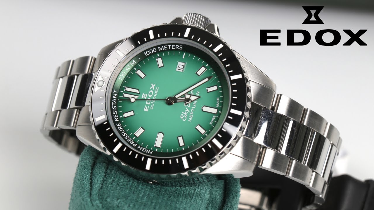 GREEN NEPTUNE 🔱 Mechanical diver's watch EDOX SkyDiver Neptunian