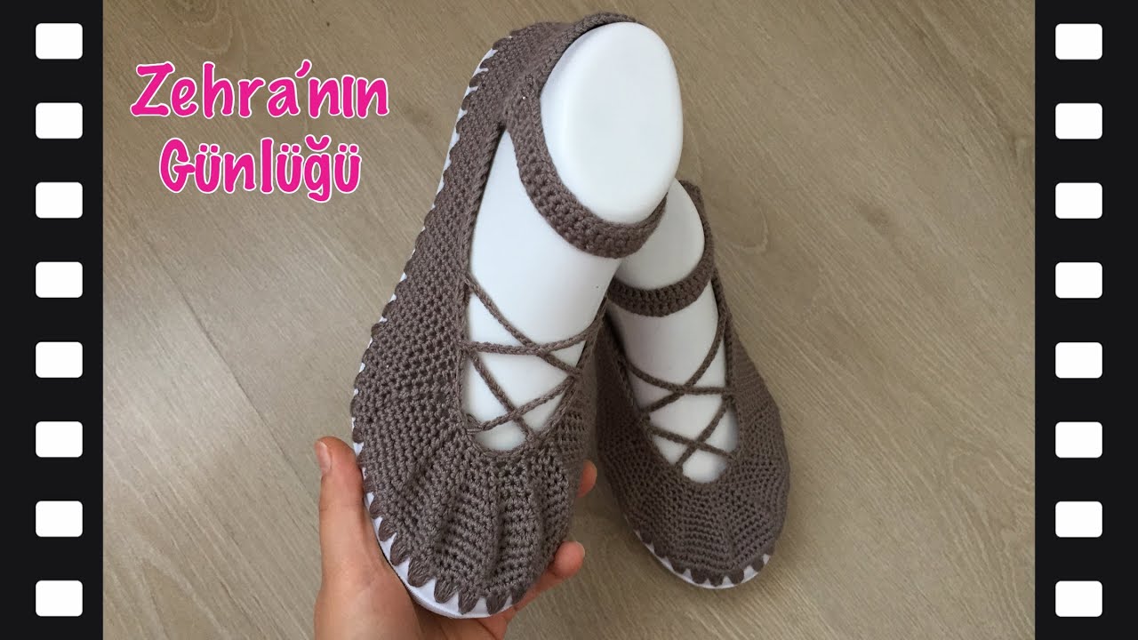 Hazır tabanlı tığ ile kolay örgü ayakkabı yapımı