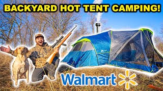 HOMEMADE Walmart HOT TENT Camping CHALLENGE in My BACKYARD!!!