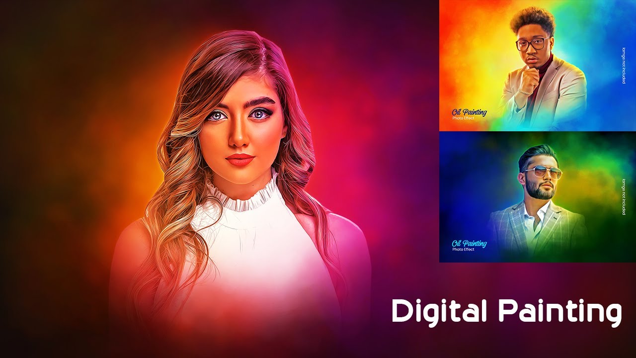 Digital Painting + Oil Painting Colorful Photo Effect - YouTube