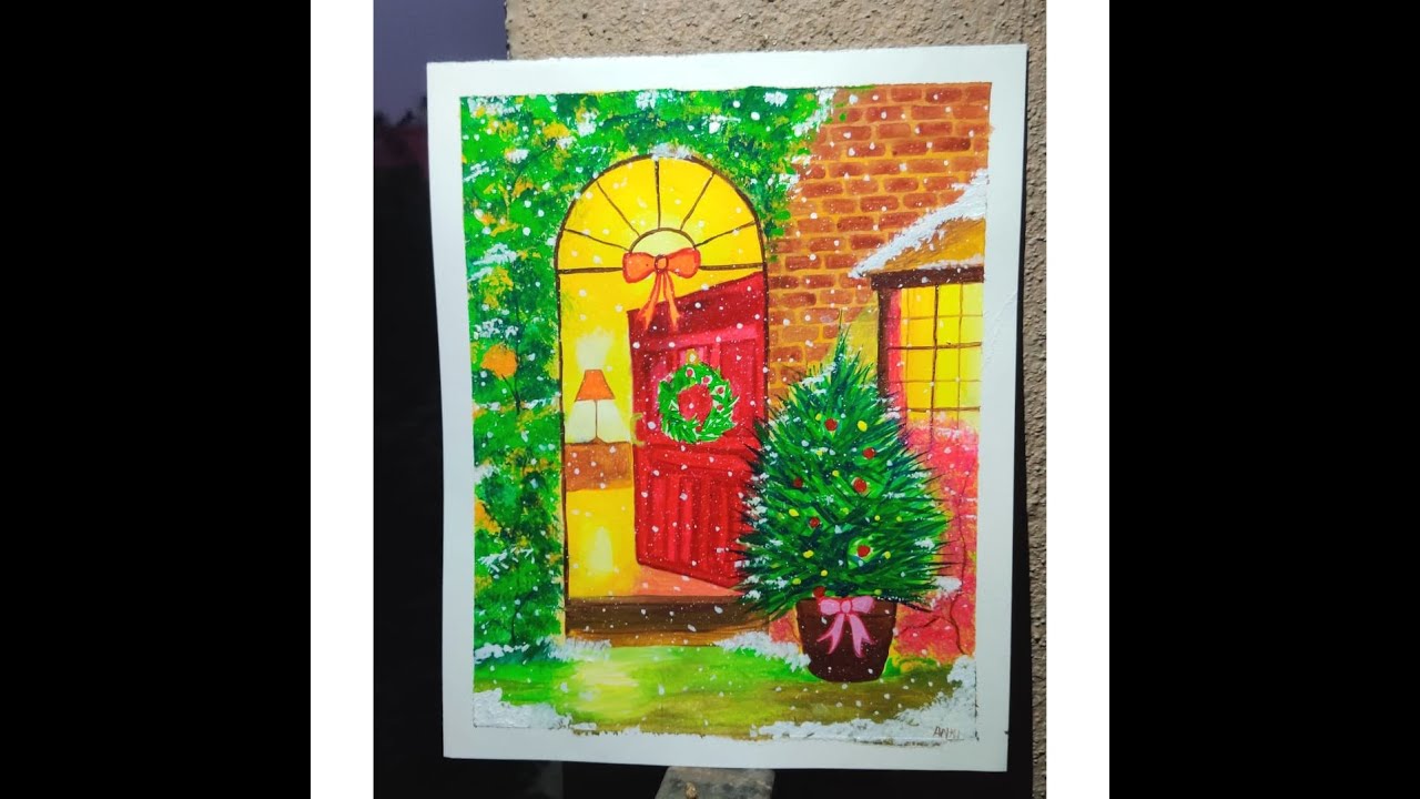 Christmas Painting CHRISTMAS TREE Snow painting XMAS YouTube