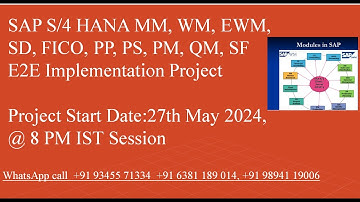 S4 HANA end to end Implementation Project training morning and evening batch Call +91 93455 71334