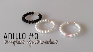 💍Cómo hacer anillos simples ajustables con perlas y cristales | Accesorios con alambre - Diy Cute