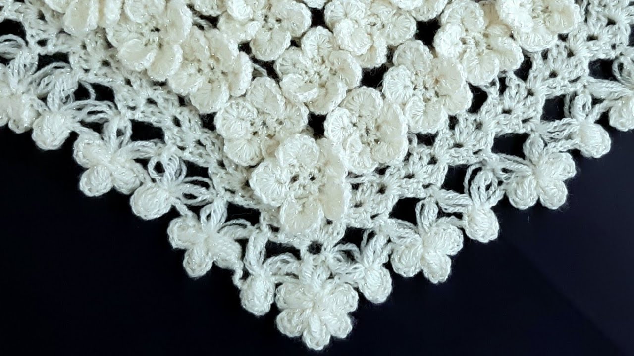 Tığ işi şal kenarı yapılışı / tığ işi örgü modelleri