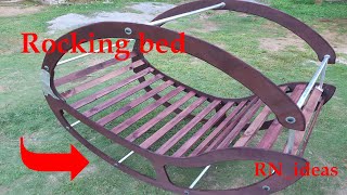Rocking Bed. Idea From Of Wood. Cool Idea For A Home. A Good Idea For Relaxing At Home.