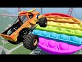 Destructive Monster Truck Crashes and High Speed Jumps Into Giant Pop It | BeamnNG Drive