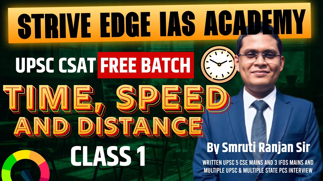 🔥 Time, Speed & Distance - Class 1 | UPSC CSAT Free Batch 2026-27 | By Smruti Rajan Sir #upsc #ias