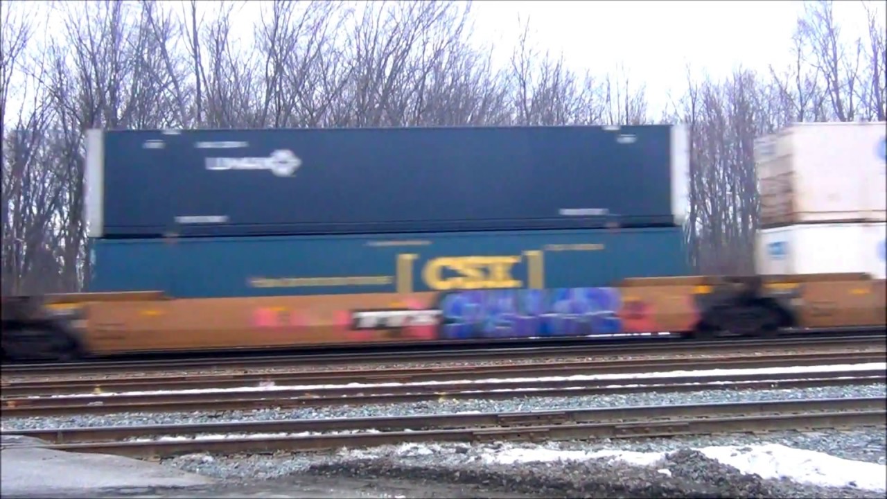 bnsf 5729 Extra Long CSX Van Train Hits The Horn