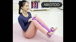 AIKOTOO Pedal Resistance Band Elastic Pull Rope Fitness Situp Exercise at Home Gym Yoga Workout