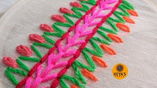2021|Tutorial no-809| Borderline hand embroidery design |Keya's craze