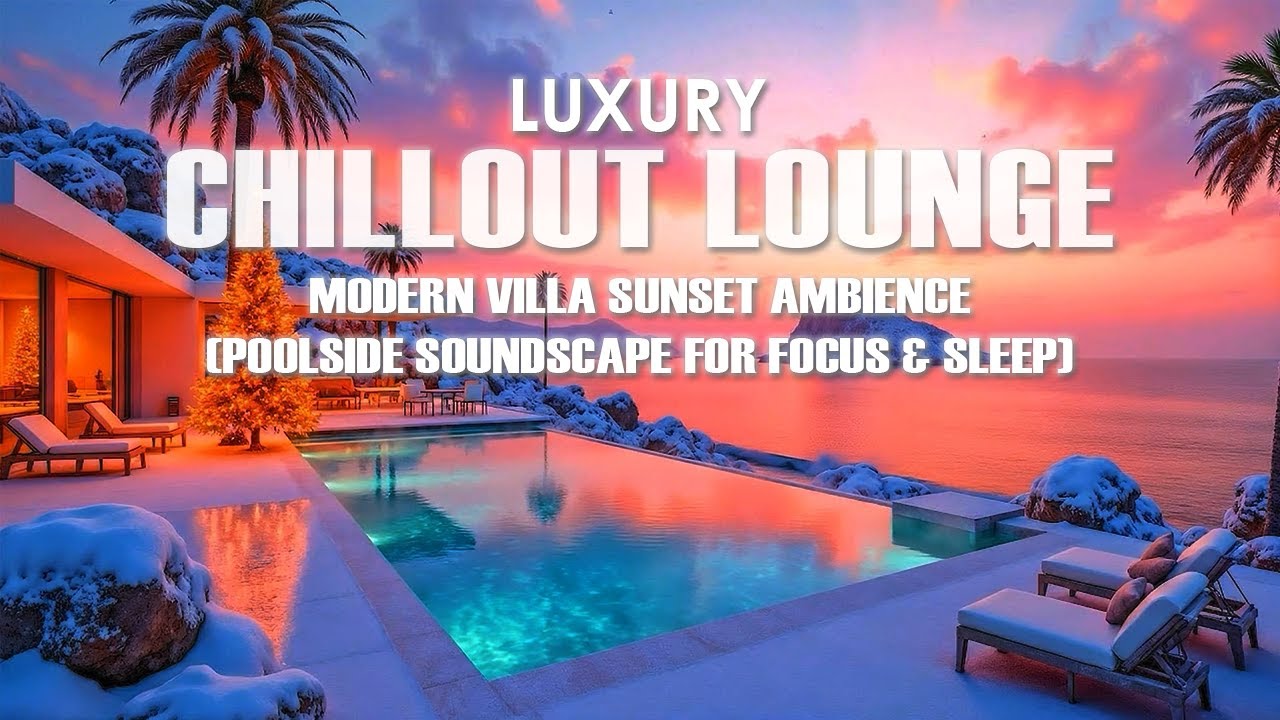 Luxury Chillout Lounge | Modern Villa Sunset Ambience (Poolside Soundscape for Focus & Sleep)