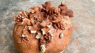 Full I Carved Grapes And The Squirrel Family !!!!  Wood carving skills Guide