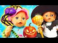 Baby born doll at the Halloween party for dolls! Pretend play with baby dolls &amp; toys for kids.