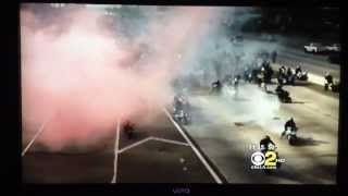 [HD]Bikers shutdown 10 freeway for marriage proposal ( freeway shut down)