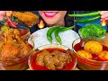 ASMR SPICY CHICKEN CURRY, EGG CURRY, LIVER CURRY, BROCCOLI, BASMATI RICE MASSIVE Eating Sounds