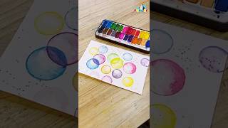 Watercolor Bleed Technique 🎨💧 | Relaxing Art Video + Bottle Cap Printing Art 🟡✨