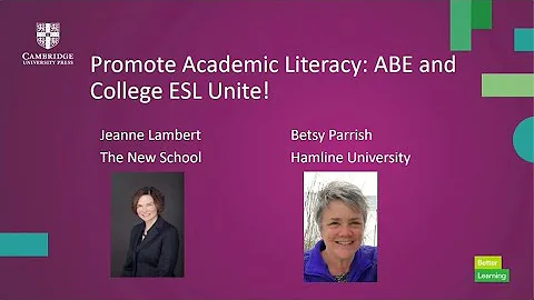Promote Academic Literacy ABE and College ESL Unit...