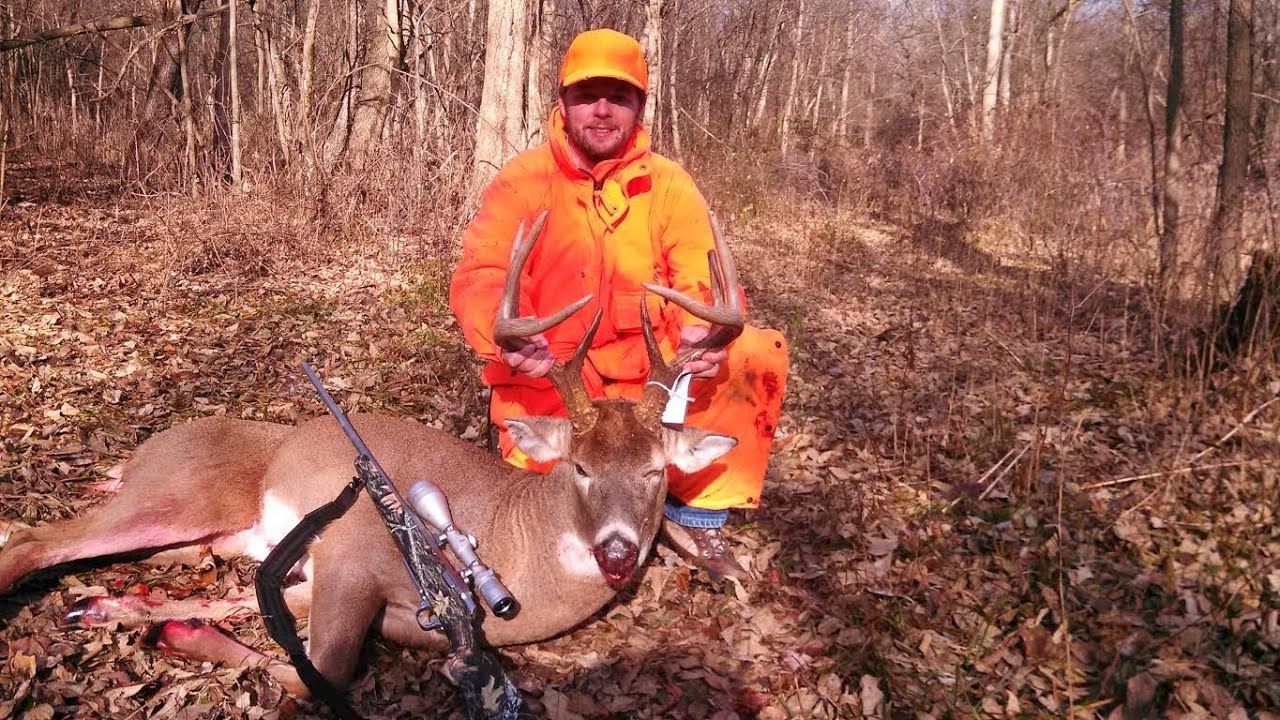 Shot a 9-Point buck while checking my trail camera! - Deer Hunting