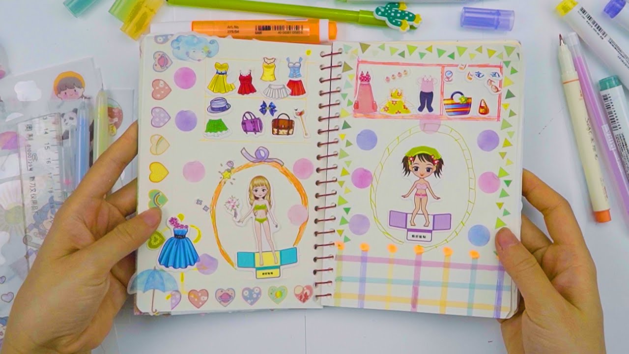 Hình Dán Sticker Thay Trang Phục Công Chúa, Trang Trí Sổ Tay - YouTube