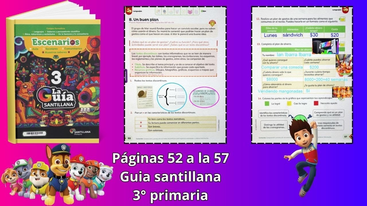Páginas 52 - 53 - 54 - 55 - 56 - 57 guia santillana 3° - YouTube