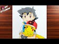 How to draw ash and pikachu best friend forever  step by step with color pencil