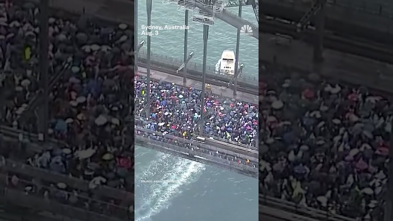 Tens Of Thousands March Across The Sydney Harbour Bridge Calling For Peace And Aid In Gaza