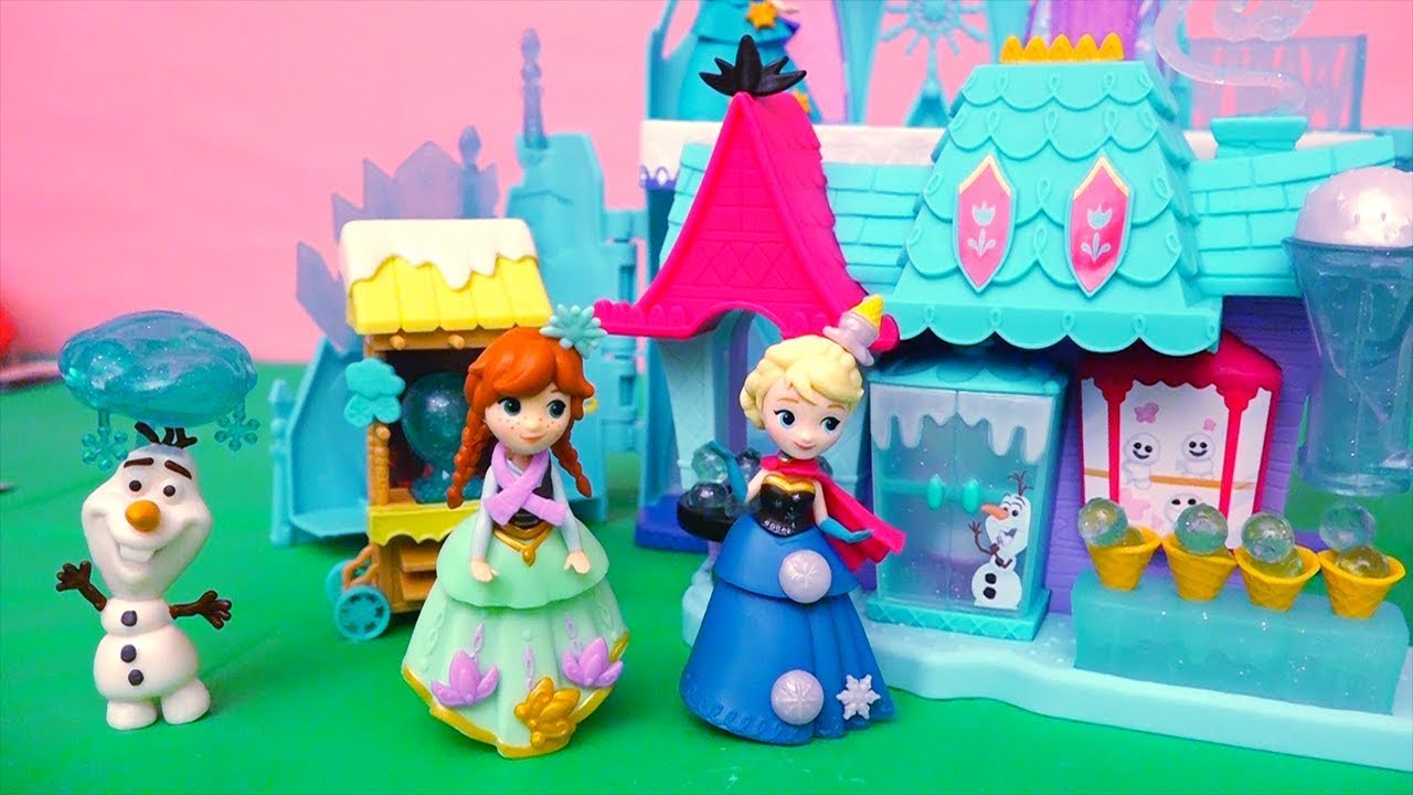 Juguetes de Frozen Little Kingdom - Elsa y Anna compran helados en la  tienda de Olaf 