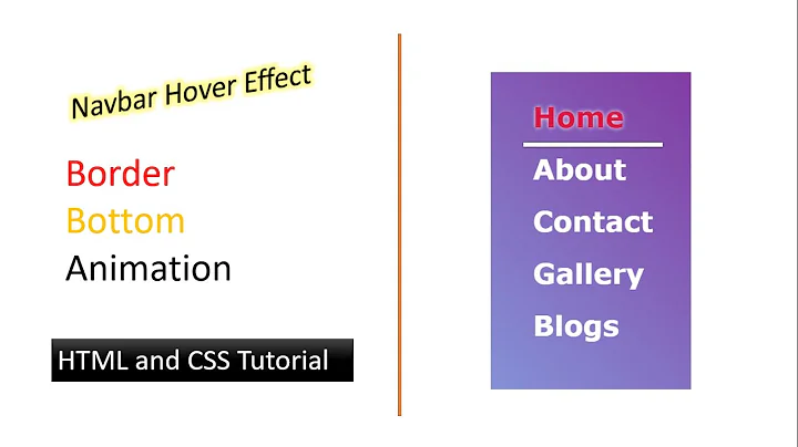 Navbar Hover Effect | Border Bottom Animation With Pure CSS | Border Bottom Hover Effect Tutorial.