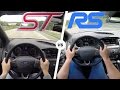 Ford focus rs vs focus st acceleration  top speed autobahn pov drive